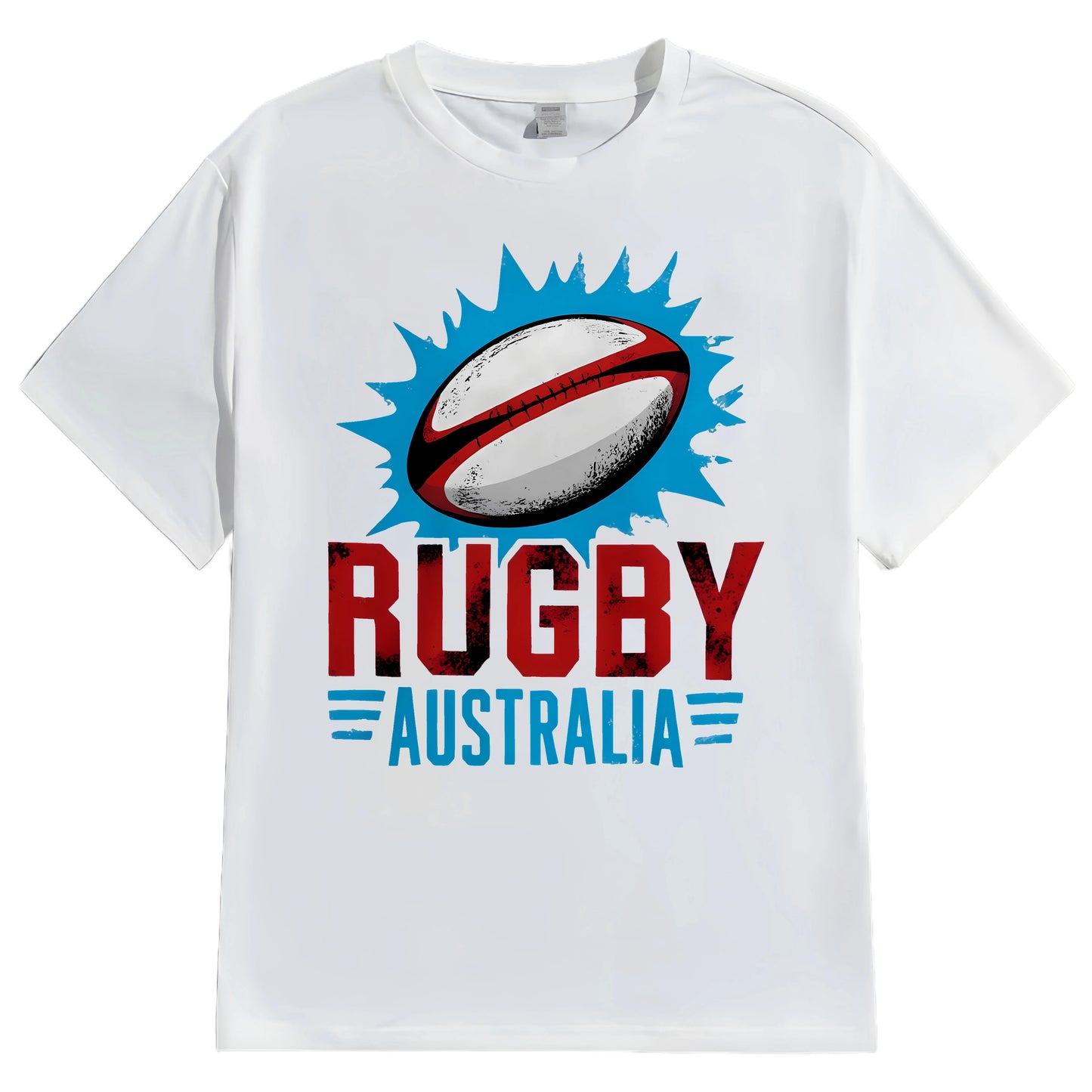 Men's Casual T Shirt with Sport Ball Graphic and Text Rugby Country for Sports Fans Fashionable Graphic Tee for Men