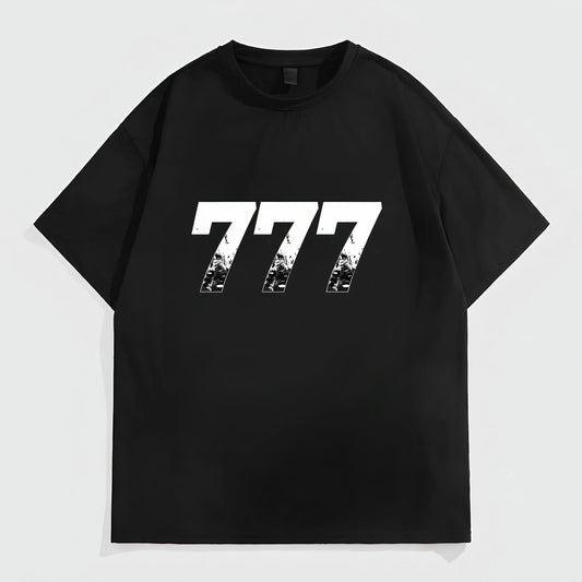 Men's Casual T-Shirt Large Number 777 Print Daily Wear Street Style Top for Summer Outdoor Activities Graphic Tees Outfit