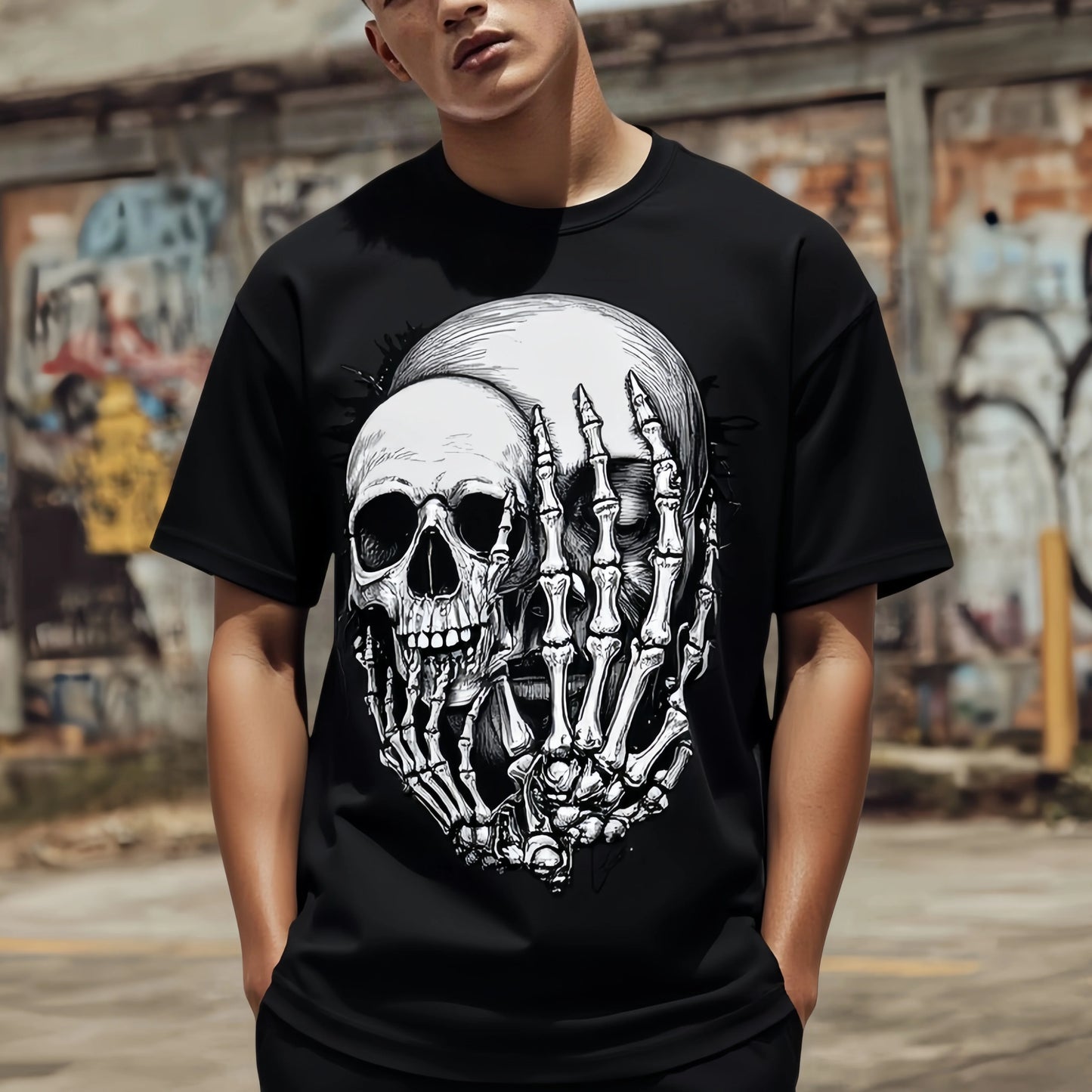 Men's Short Sleeve T Shirt Skull Hand Skeleton Graphic Tee Casual Streetwear Daily Wear Trendy Streetwear Printed Tshirt