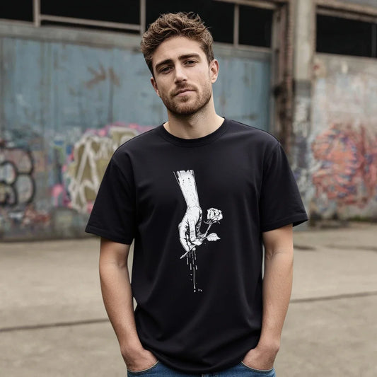 Fashion Graphic Tee Men's Casual T Shirt Abstract Bird Design Urban Streetwear