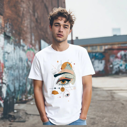 Men's Casual T Shirt | Abstract Eye Art Print Streetwear | Short Sleeve Daily Wear | Trendy Graphic Tee 2025