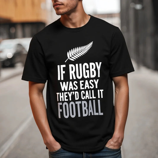 Fashion Graphic Tee Men's T Shirt with Rugby Quote and Leaf Design for Sports Fans