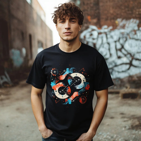 Fashion Graphic Tee Men's Casual T Shirt Abstract Art Print Urban Streetwear Graphic Tee for Daily Wear