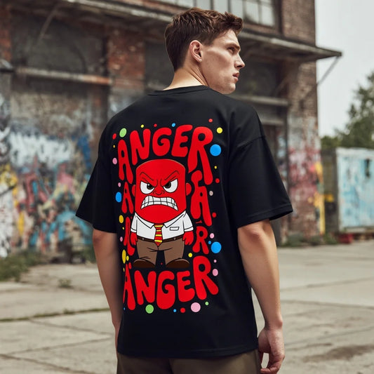Fashion Graphic Tee For Summer Men's Casual T Shirt Angry Face Print with Colorful Dots and Letters Suitable for Daily Wear Street Style Fashion Top
