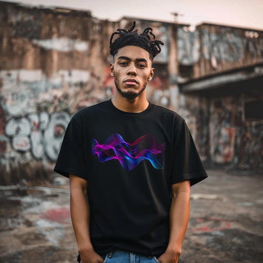 Graphic Tee Design Men's Casual T Shirt Abstract Colorful Wave Print Streetwear Daily Wear