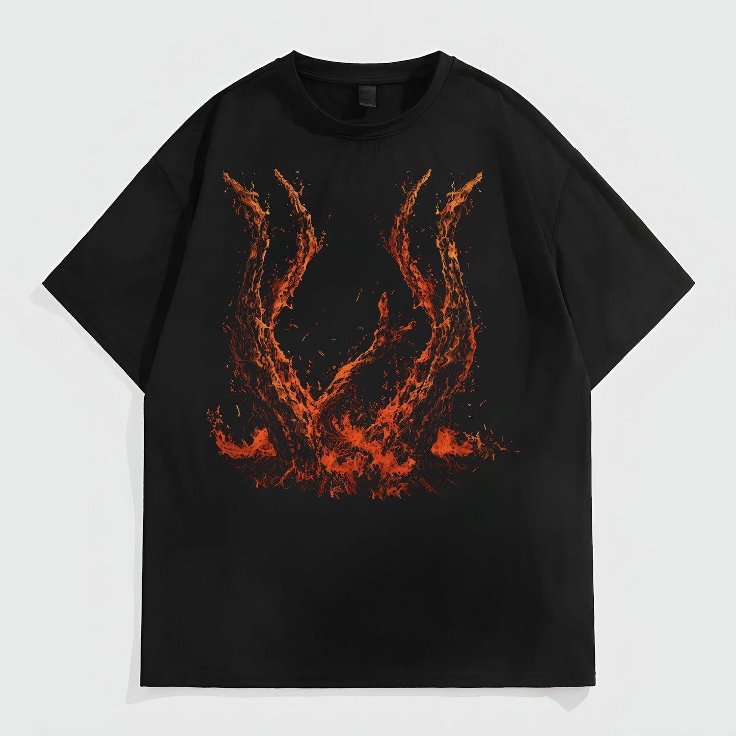 Men's Casual T-Shirt Flame Pattern Design Daily Wear Graphic Fashion Tees For Man