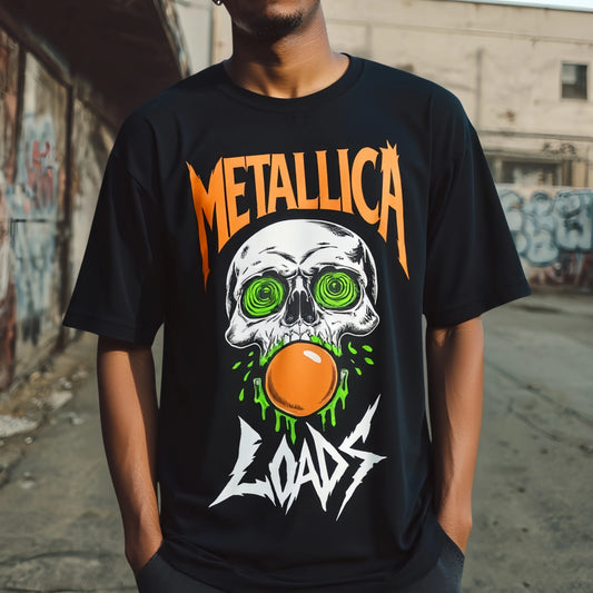 Skull Design T Shirt with Green Eyes and Orange Ball Print for Streetwear Trendy Streetwear Printed Tshirt