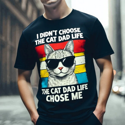 Graphic Tees Boutique Men's T Shirt Cool Cat with Sunglasses and Inspirational Quotes for Pet Lovers Casual Streetwear Graphic Tee Daily Wear