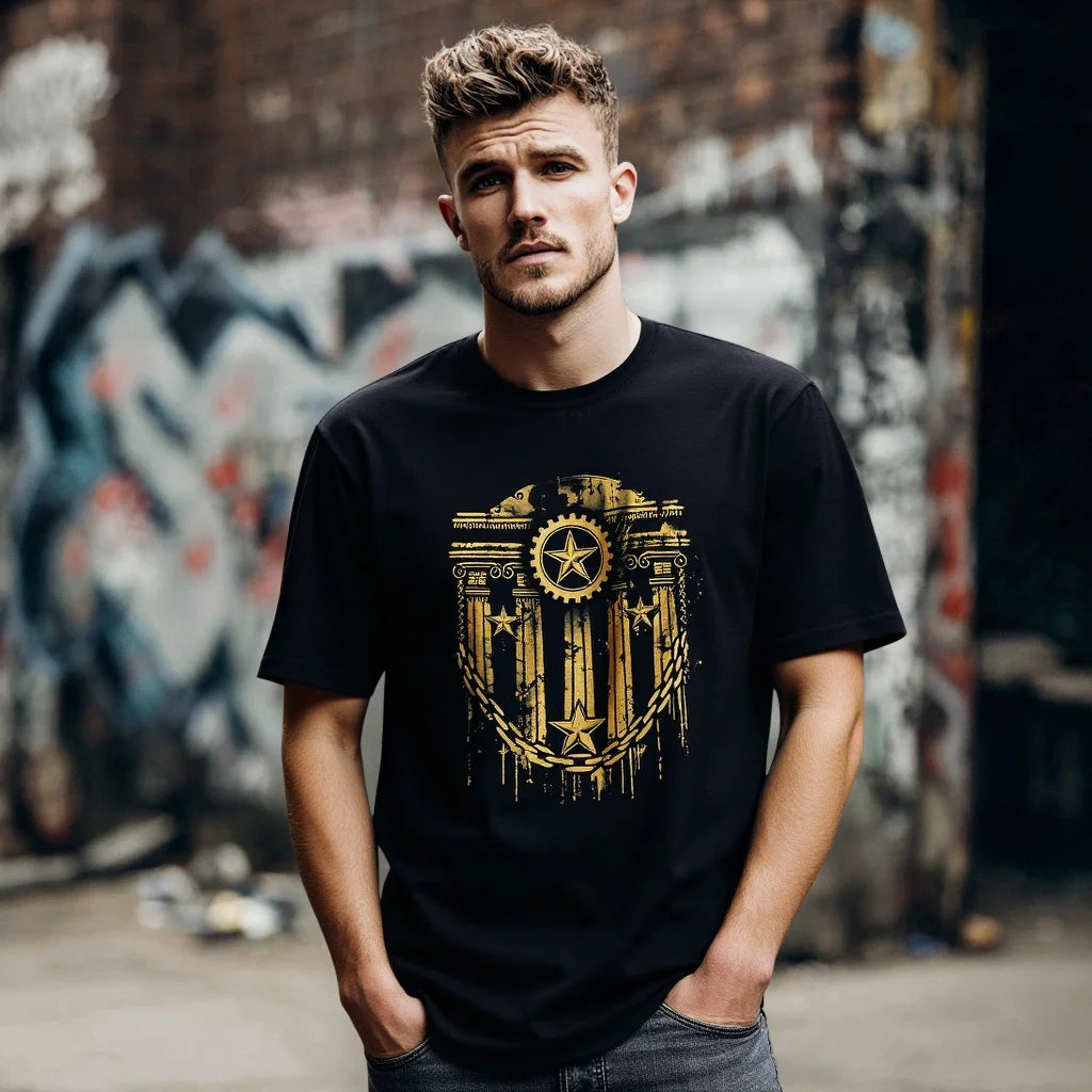 Fashion Graphic Tee Men's Casual T Shirt Abstract Art Print Urban Streetwear Graphic Tee for Daily Wear
