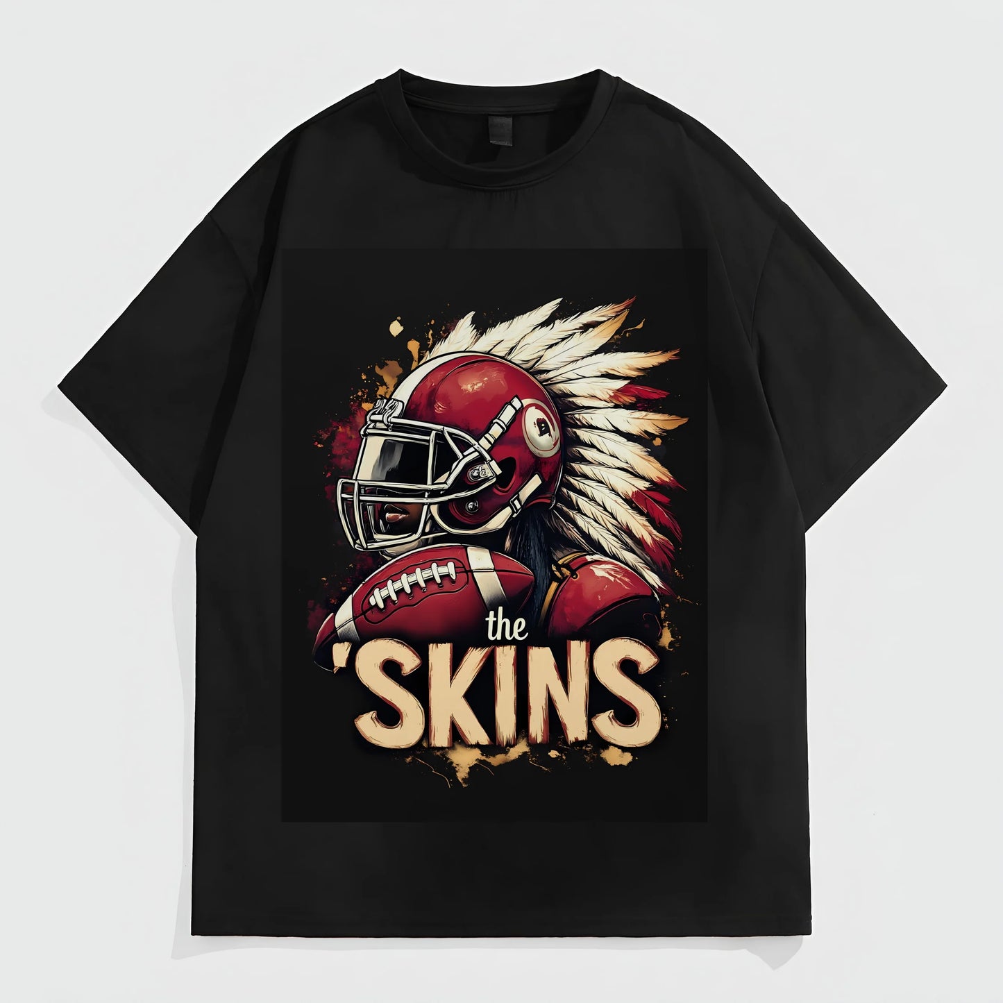 Men's Casual T-Shirt with Football Player and Feather Design for Sports Fans Fashion Tees 2025