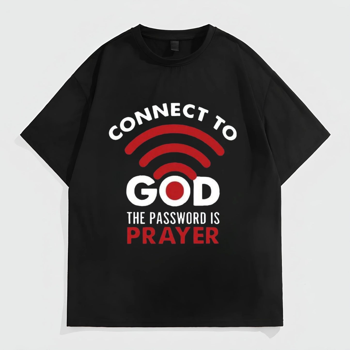 Men's Casual T-Shirt Connect to GOD Prayer Print Inspirational Clothing for Daily Wear Fashion Tees For Summer