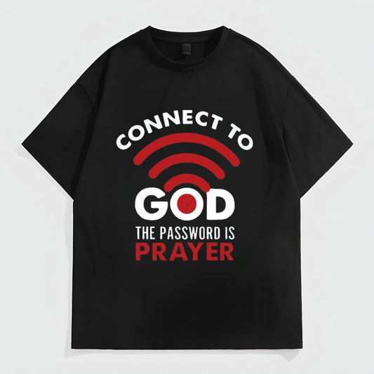 Men's Casual T-Shirt Connect to GOD Prayer Print Inspirational Clothing for Daily Wear Fashion Tees For Summer