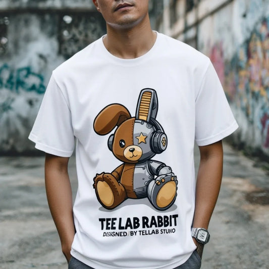 Graphic Tee Design Men's Casual T Shirt Tee Lab Rabbit Graphic Print Short Sleeve Streetwear Daily Wear