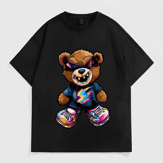 Trendy T-Shirt For Man Men's Casual T-Shirt Cute Bear Print Streetwear Daily Wear
