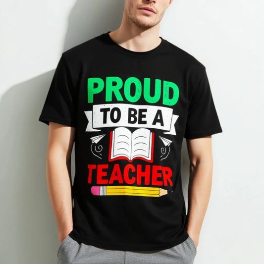 Men's T Shirt Proud to Be a Teacher Print Casual Wear for School Teachers Graphic Tee For Summer 2025