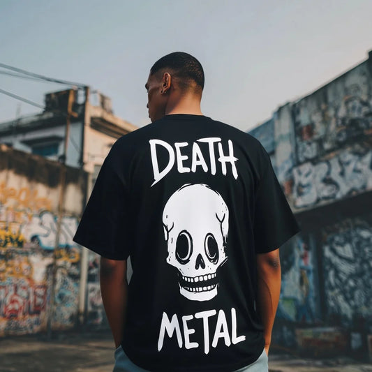 Men's Short Sleeve T Shirt Skull and Text Print Streetwear Fashion Casual Daily Wear Trendy Streetwear Printed Tshirt