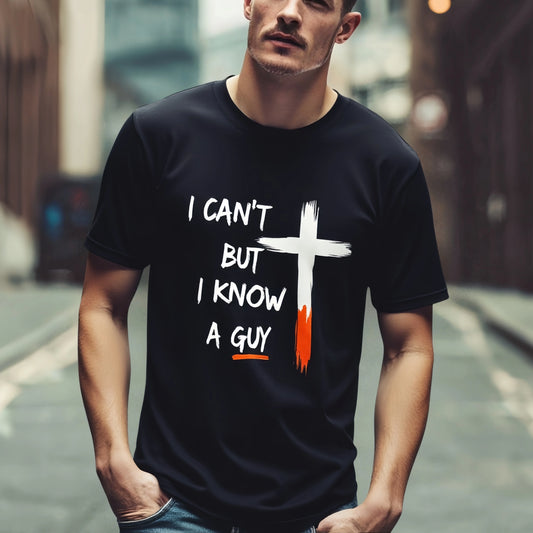 Fashion Graphic Tee For Summer Men's Casual T Shirt Cross Design I CAN'T BUT I KNOW A GUY Print Streetwear Fashion Top for Daily Wear
