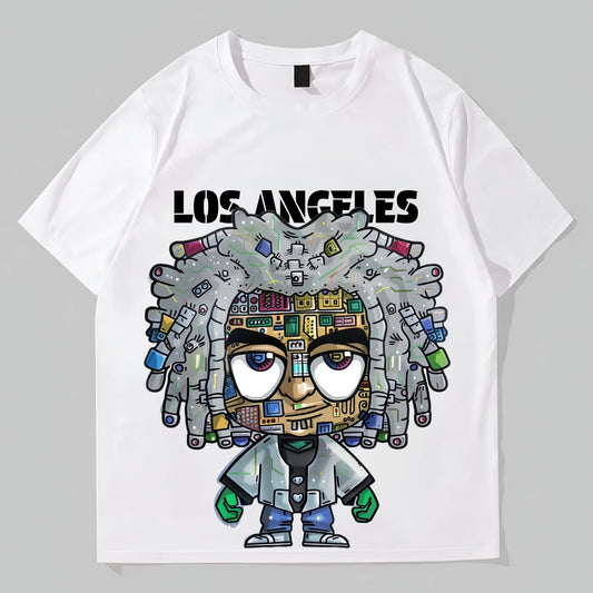 Men's Short Sleeve T-Shirt with Los Angeles Cityscape Art Print for Casual Wear Graphic Tees Boutique
