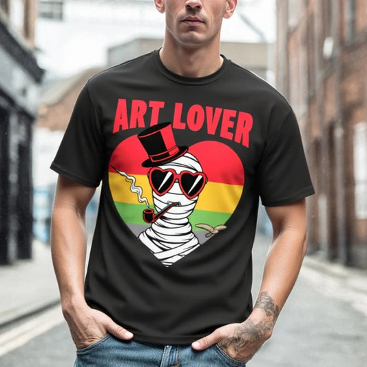 Trendy Graphic Tee Men's T Shirt with Art Lover Mummy Design for Casual Wear