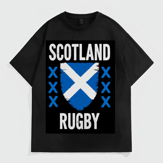 Men's Casual T-Shirt Scotland Flag Shield Print Rugby Sports Wear Fashion Tees 2025