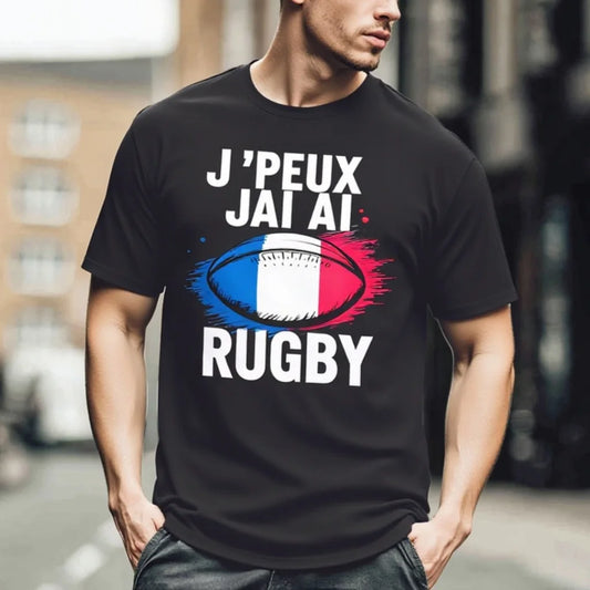 Fashion Graphic Tee Men's T Shirt French Flag Rugby Ball Print Casual Sports Wear for Outdoor Activities