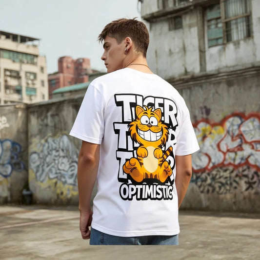 Graphic Tee Design | Men's Casual T Shirt | Cartoon Character Print with Inspirational Text for Streetwear