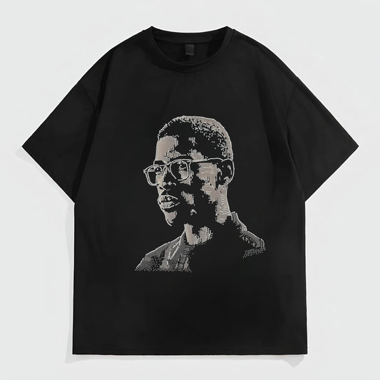 Men's Casual T-Shirt with Unique Portrait Print for Daily Wear Graphic Tees Outfit