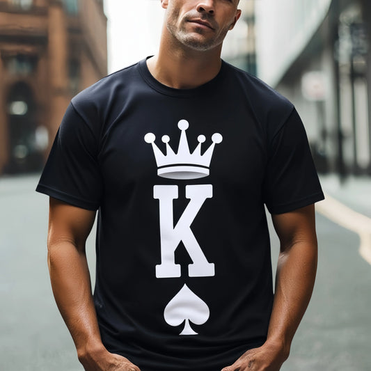 Graphic Tees Boutique Men's Casual T Shirt Crown and Letter K Print Urban Streetwear