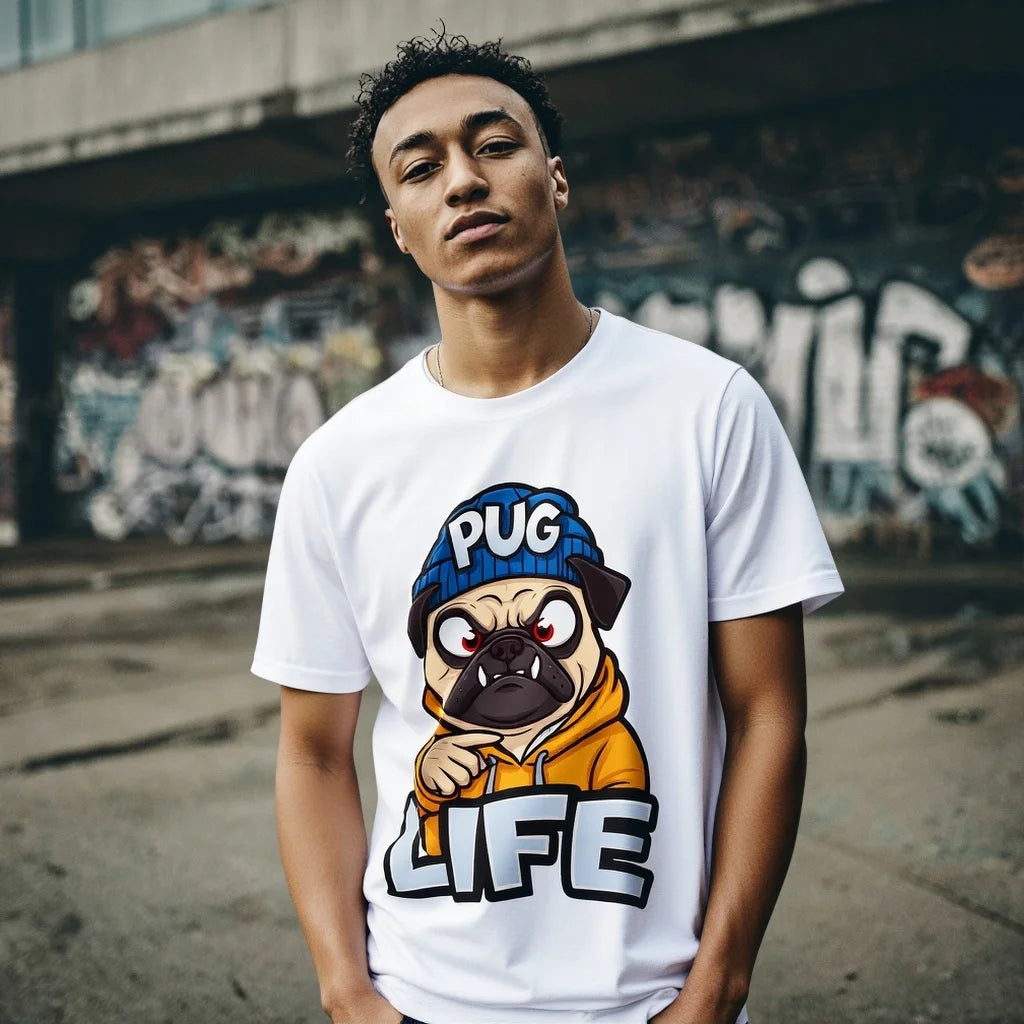 Fashion Graphic Tee Men's Casual T Shirt Cute Cartoon Dog Graphic Print Urban Streetwear Fashion Top