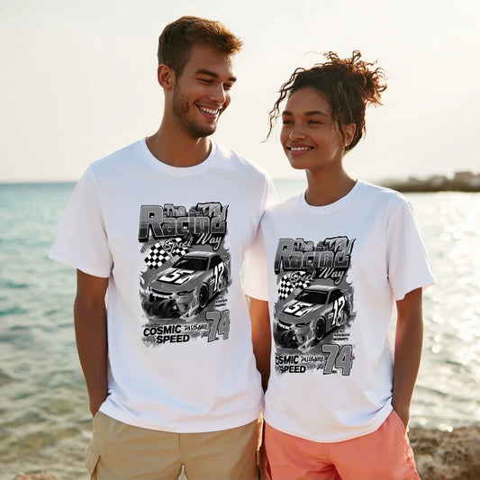 Men's & Women's Casual T Shirts with Racing Car Graphic Print for Beach Outfits Graphic Tee For Summer 2025