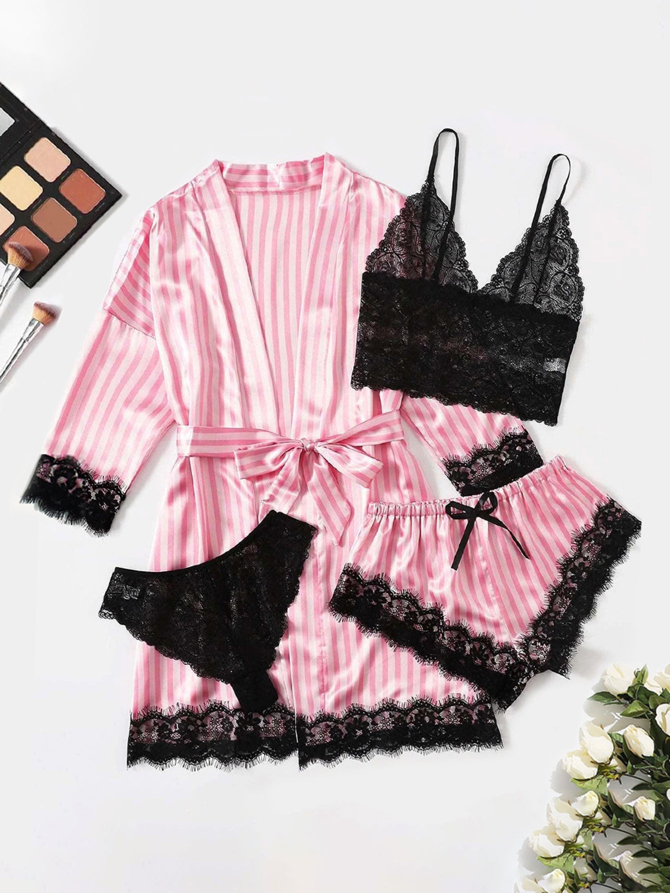 Women's Sexy Lingerie Autumn Winter 2025 Seductive Elegant Lace Striped Long Sleeve Sweetheart Neck Sexy Lingerie