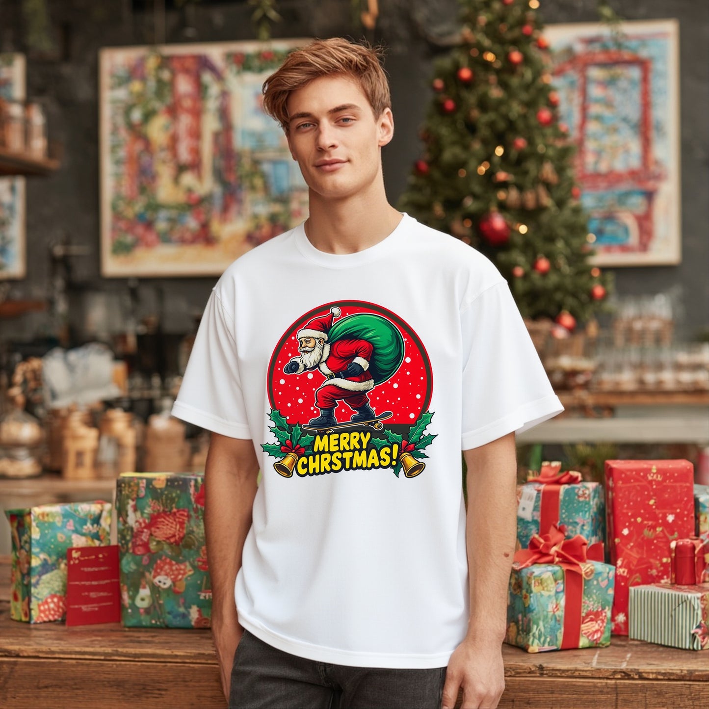 Casual Round Neck Short Sleeve T-Shirt Regular Fit Print Men's Fashion Top Comfortable Breathable Streetwear