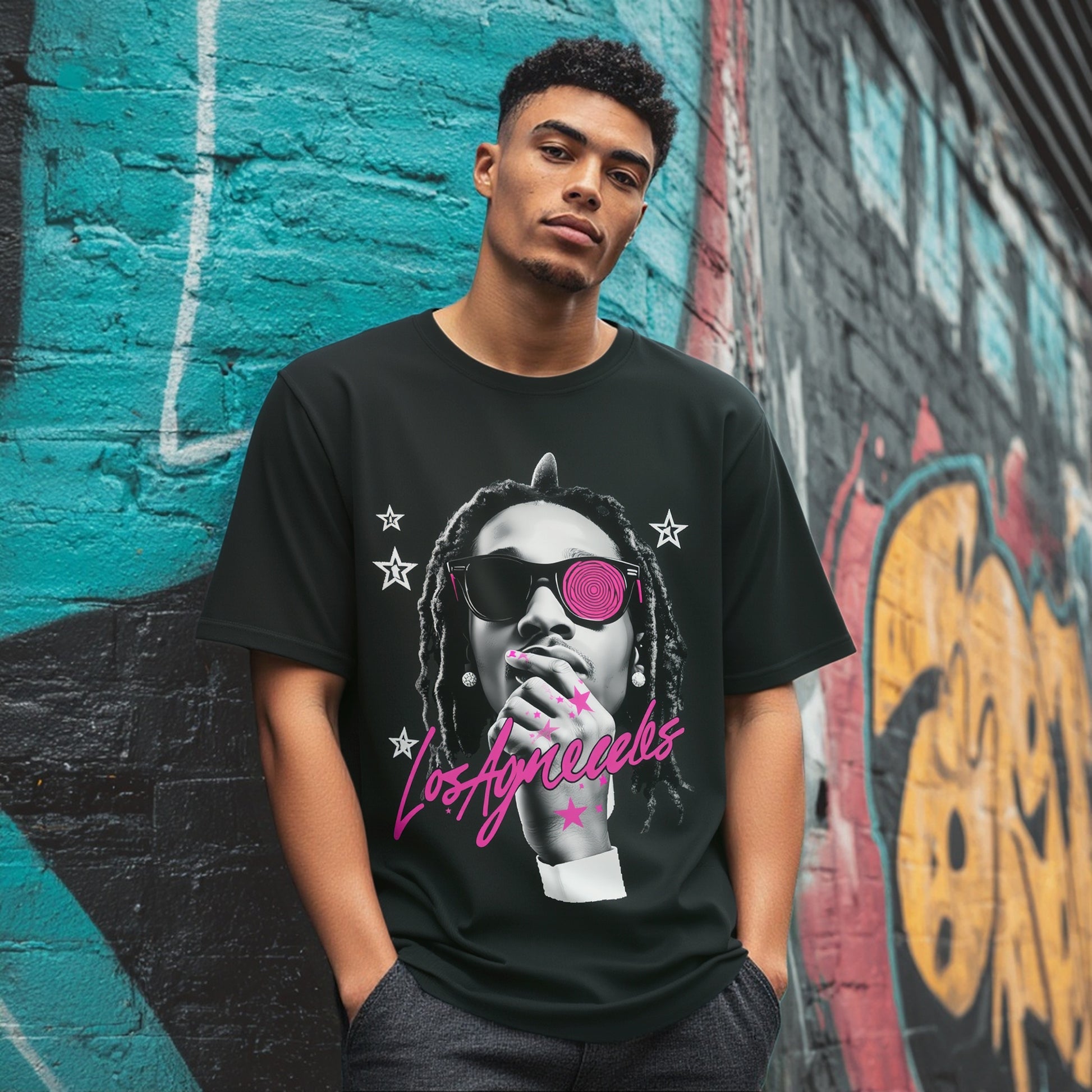 Loose Fit Short Sleeve Round Neck Casual T-Shirt Print Comfortable Breathable Men's Top Fashion Streetwear