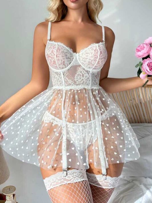 Sexy Women's Mesh Lace Nightgown Set Supply Europe And USA Temptation Sling Lingerie for Adults